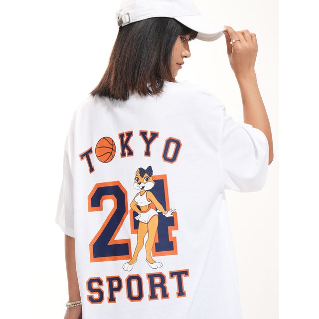 Tokyo Talkies Women's Oversized Drop Shoulder Round Neck T-shirt | White - M