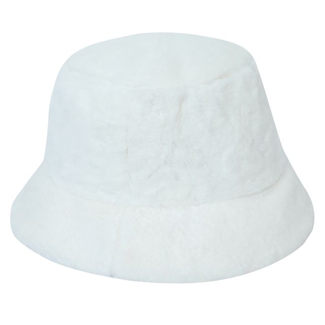 Fabseasons Women's Faux Fur Bucket Hat | White - Free Size