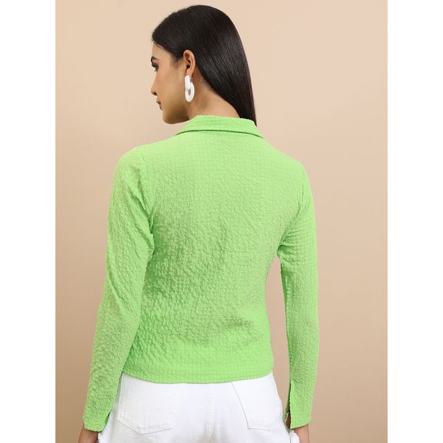 Tokyo Talkies Women's Self Designed Casual Shirt | Green | M