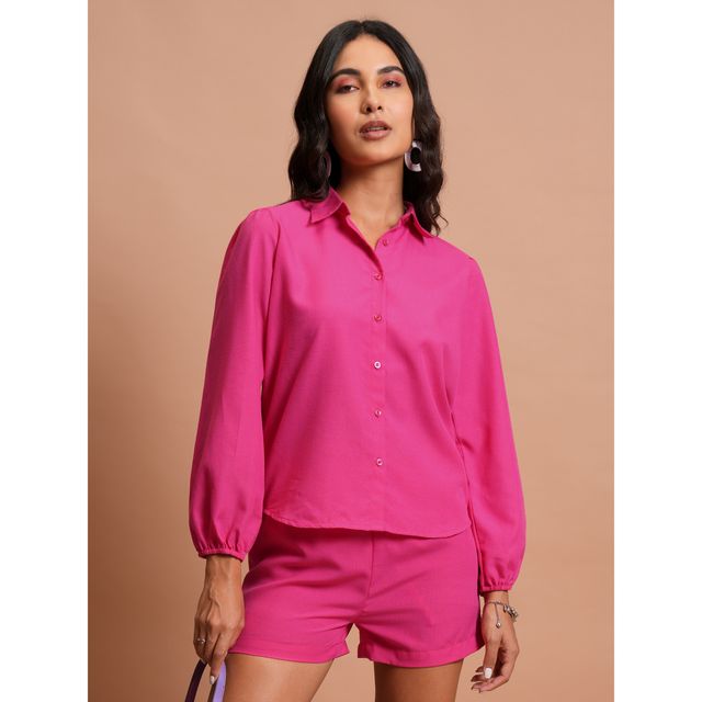 Tokyo Talkies Women's Self Design Shirt with Shorts | Multicolour - XL