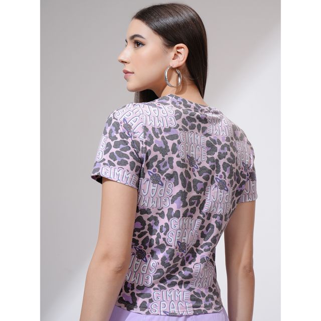 Buy Tokyo Talkies Women's Printed Cropped Front Tie Up T-shirt