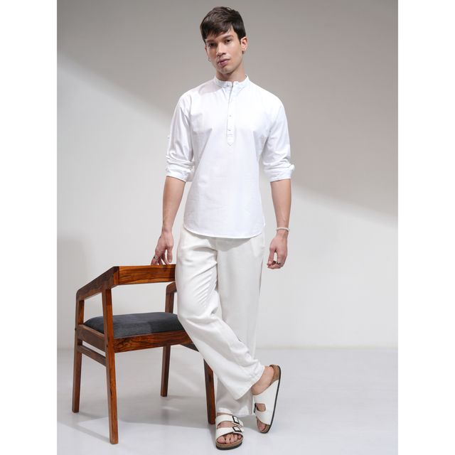 Highlander Men Slim Fit Solid Casual Shirt | White | XL