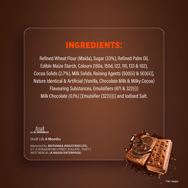 Britannia The Original Bourbon Chocolate Cream Biscuits | Trans Fat-free | Buy 4 Get 1 Free