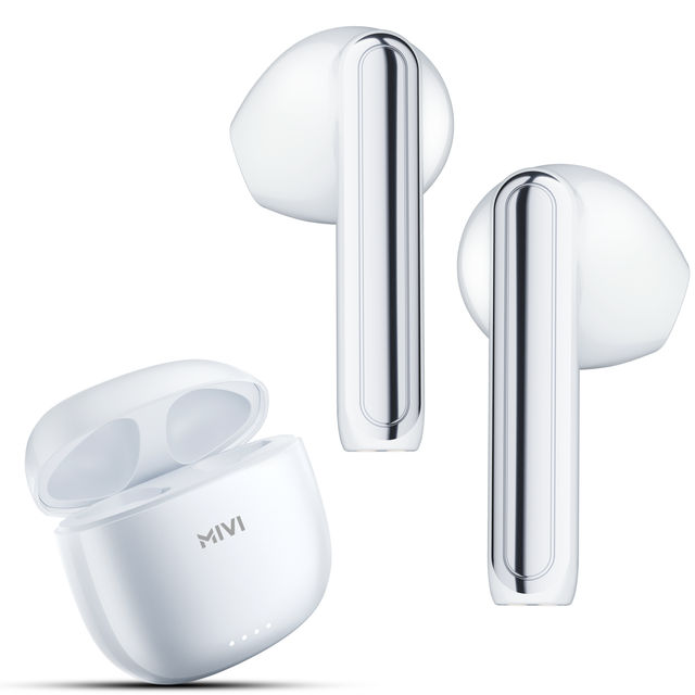 Mivi Duopods I1 Tws,Metallic Finish,50H Playtime,13Mm Bass,Bt V5.3 Earbuds And More Bluetooth-White