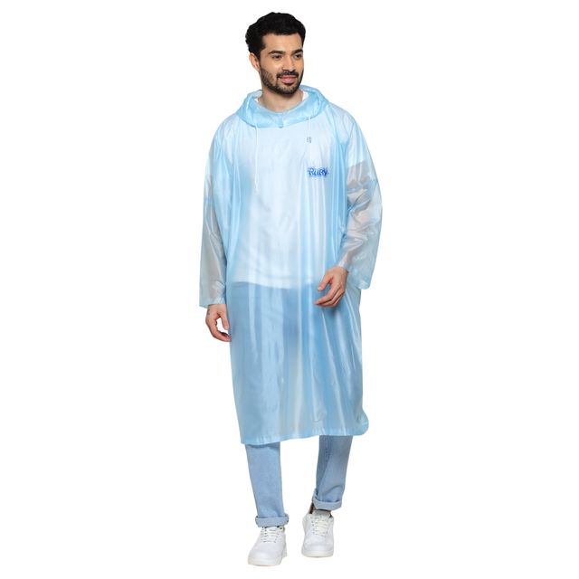Fendo Ruby Poncho Unisex Waterproof Pvc Unisex Transparent Overcoat | Freesize Raincoat | Blue