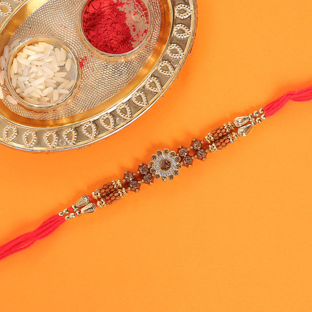 Pichai Floral Stone Pendant Rakhi | Multicolor