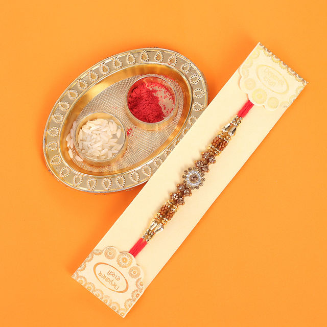 Pichai Floral Stone Pendant Rakhi | Multicolor