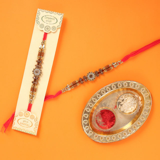 Pichai Floral Stone Pendant Rakhi | Multicolor