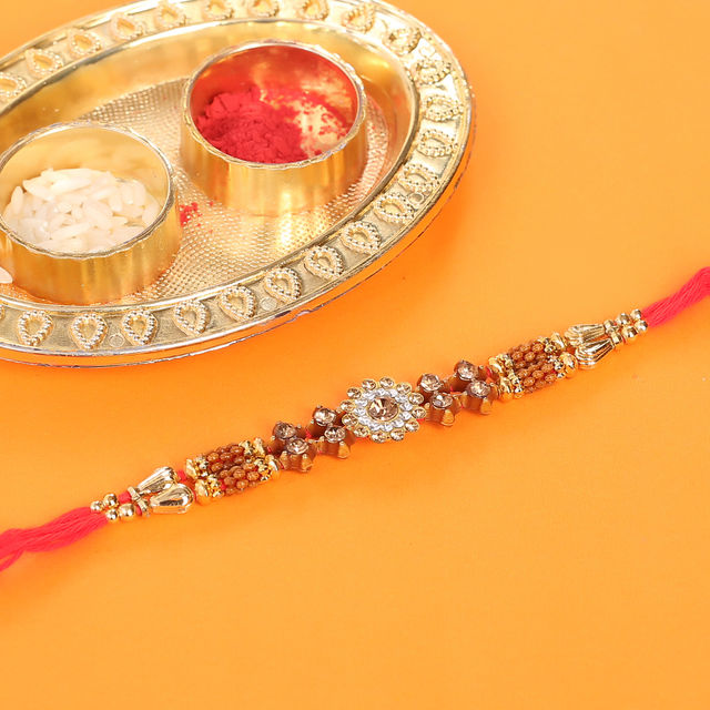 Pichai Floral Stone Pendant Rakhi | Multicolor