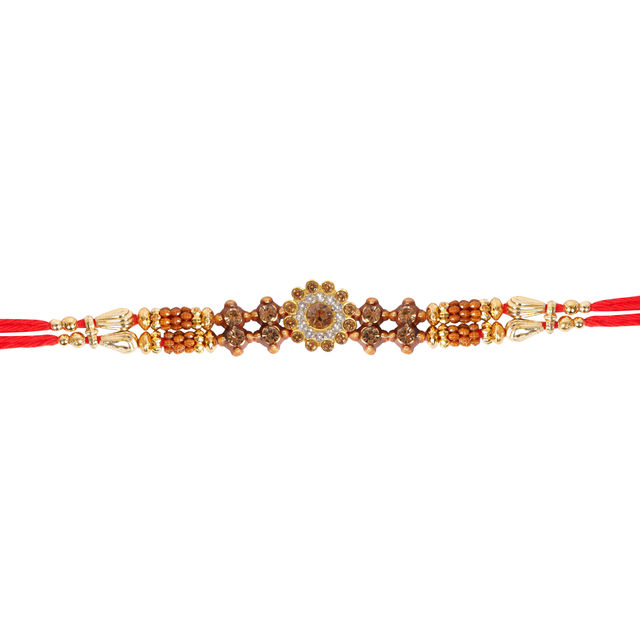 Pichai Floral Stone Pendant Rakhi | Multicolor