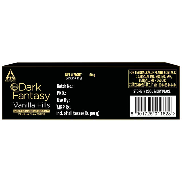 Sunfeast Dark Fantasy Vanilla Fills | Crunchy Choco Cookies with Vanilla Crème