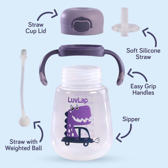 LuvLap Straw Sipper Cup For Kids | Purple | 6+ months