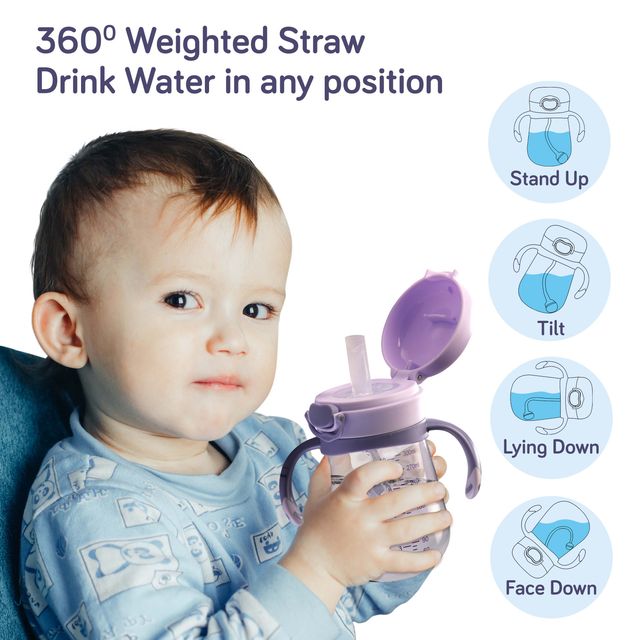 LuvLap Straw Sipper Cup For Kids | Purple | 6+ months