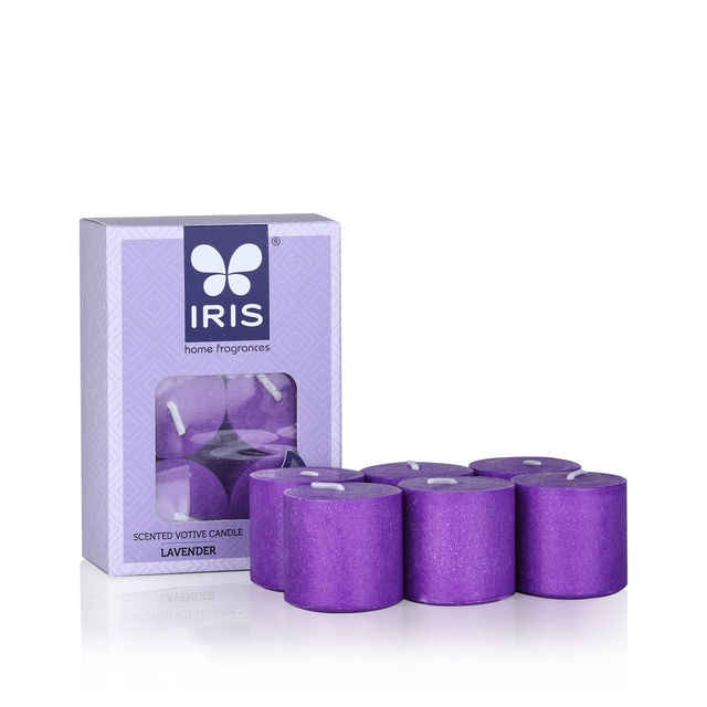 Iris Home Fragrance Lavender Scented Votive Candles Refill- Pack Of 6