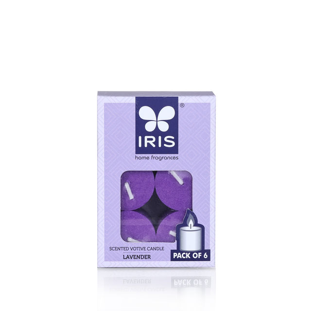 Iris Home Fragrance Lavender Scented Votive Candles Refill- Pack Of 6