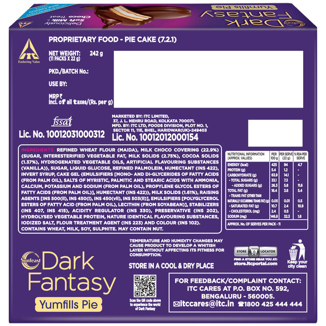 Sunfeast Dark Fantasy Yumfills Rich Chocolate Pie Cake 242 g Combo