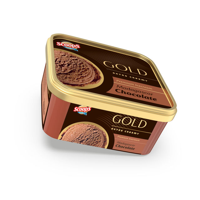 Scoops Madagascar Chocolate Gold Ice Cream Tub