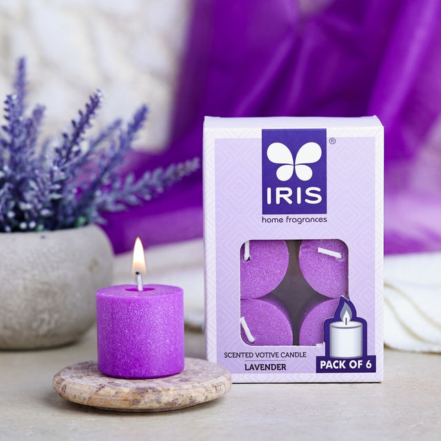 Iris Home Fragrance Lavender Scented Votive Candles Refill- Pack Of 6