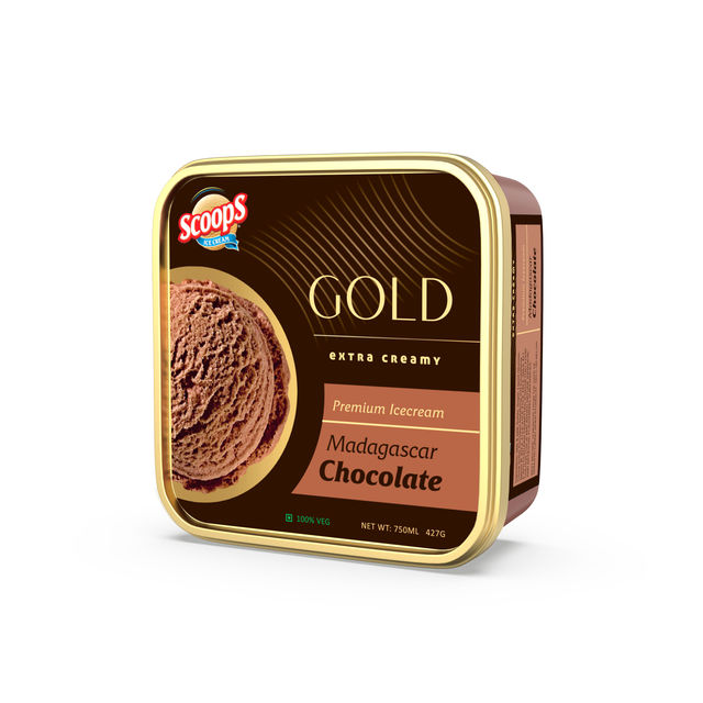 Scoops Madagascar Chocolate Gold Ice Cream Tub