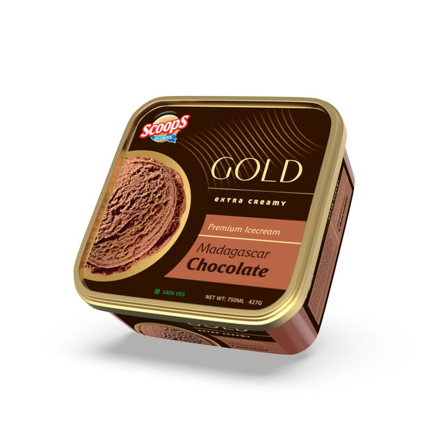 Scoops Madagascar Chocolate Gold Ice Cream Tub