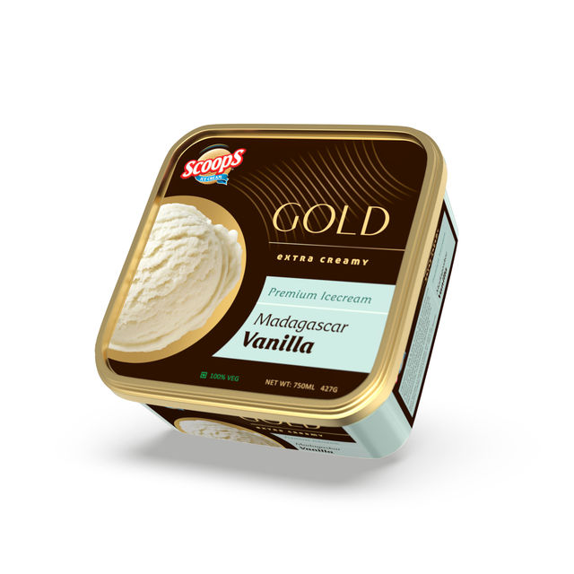 Scoops Madagascar Vanilla Gold Ice Cream Tub