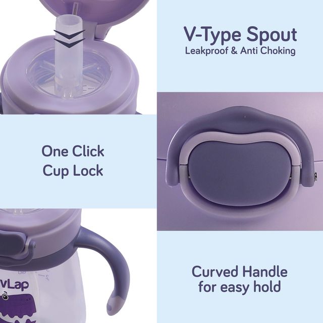 LuvLap Straw Sipper Cup For Kids | Purple | 6+ months