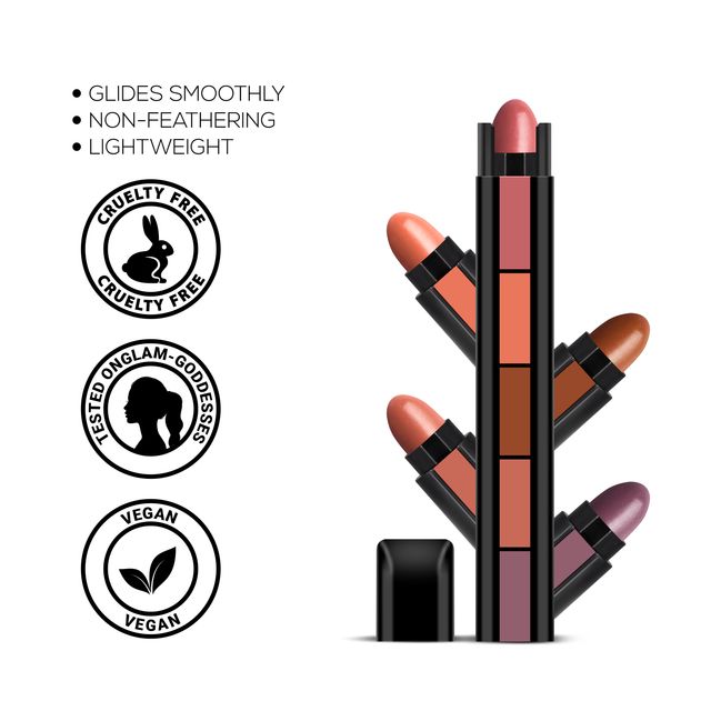 Maybelline New York Colossal Kajal Black Fix With Aloe Vera(0.35gms), Renee Fab 5 Nude 5In1 Lipstick(7.5gms) & Lakme Eyeconic Liquid Eyeliner, Black(4.5ml) Combo