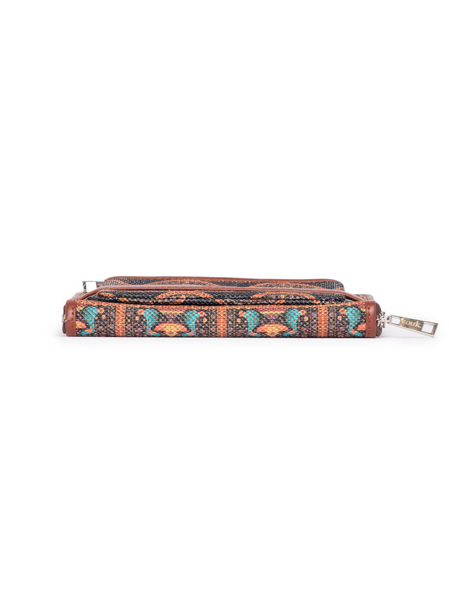 Zouk Royal Indian Peacock Motif Classic Zipper Wallet (CFC) - Multicolour