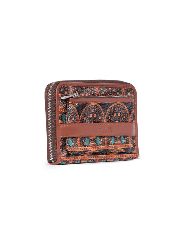 Zouk Royal Indian Peacock Motif Classic Zipper Wallet (CFC) - Multicolour