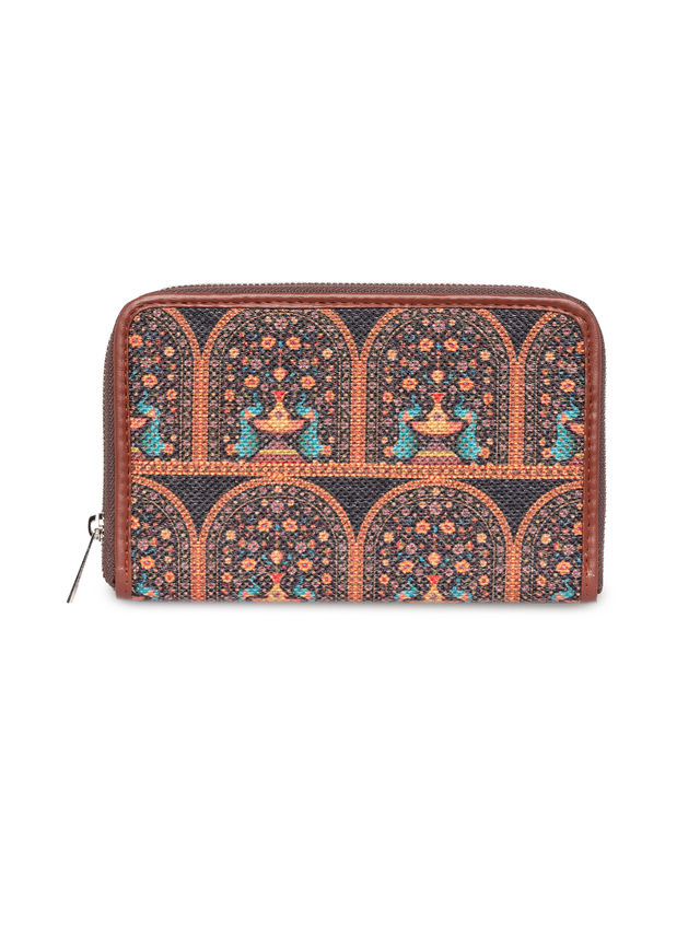 Zouk Royal Indian Peacock Motif Classic Zipper Wallet (CFC) - Multicolour