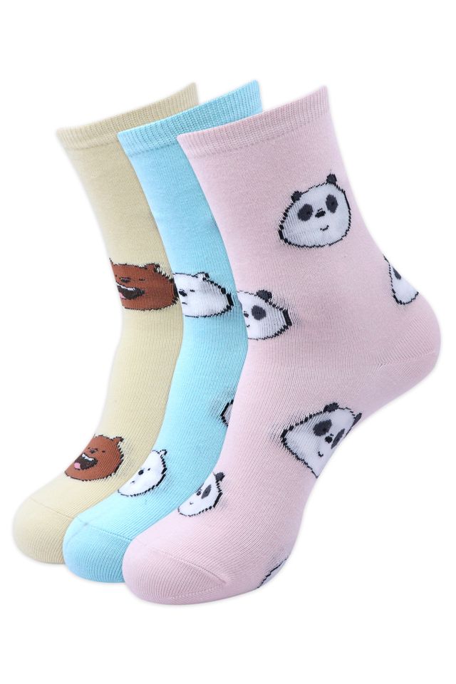 Balenzia Women's Combed Cotton and Spandex High Ankle Socks | Multicolour - UK 4 - 7
