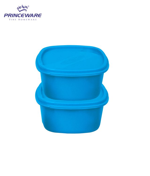 Princeware Store Fresh Square Container Set of 2 Pieces 650 ml Each- Blue