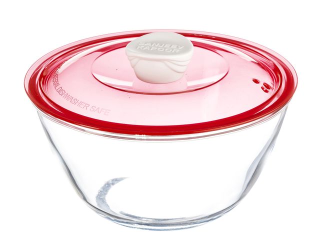 Sanjeev Kapoor Kingston High Borosilicate Mixing Bowl -Red Lid 1 L - Set Of 1 Pcs