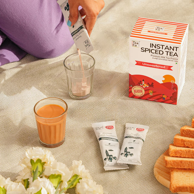 TeaFit Instant Spiced Tea Premix Unsweetened 140 g Combo