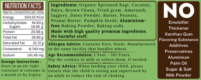 Tummyfriendly Foods Millet Coconut Cookies | Organic Farm Ragi | Sugar-free and Preservatives-free