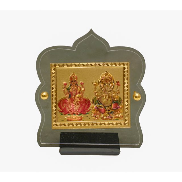Divine Vibes Laxmi Ganesh Photo Frame for Car Dashboard - Big
