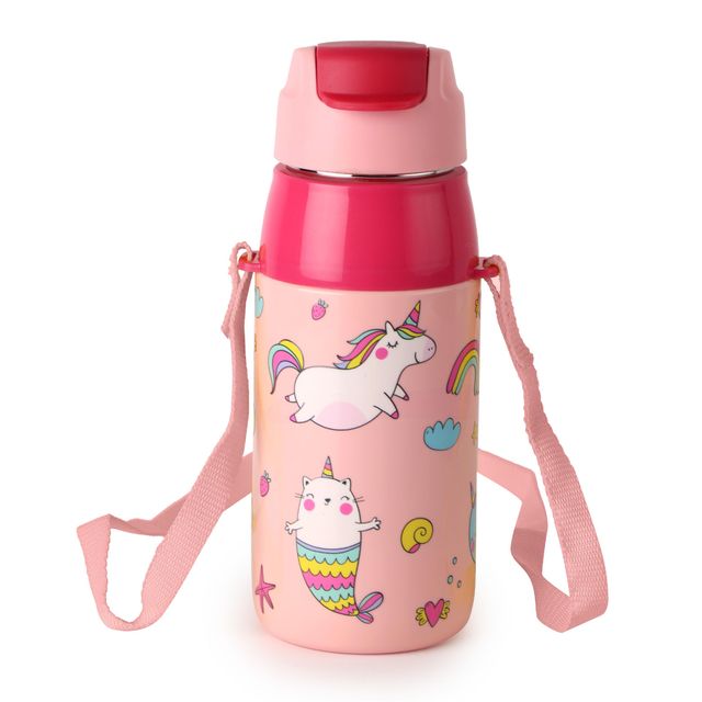 Cello Plastic Kidzbee Era Pink Parade Water Bottle PU Insulation Kids Bottle | Pink - 450 ml
