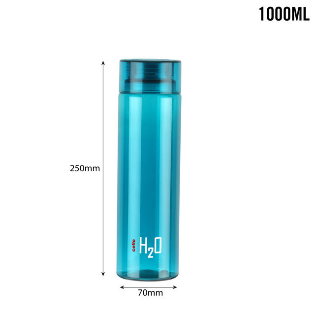 Cello H2O Unbreakable Plastic Water Bottle | Leak proof & break-proof | 1 Liter (Colour May Vary)