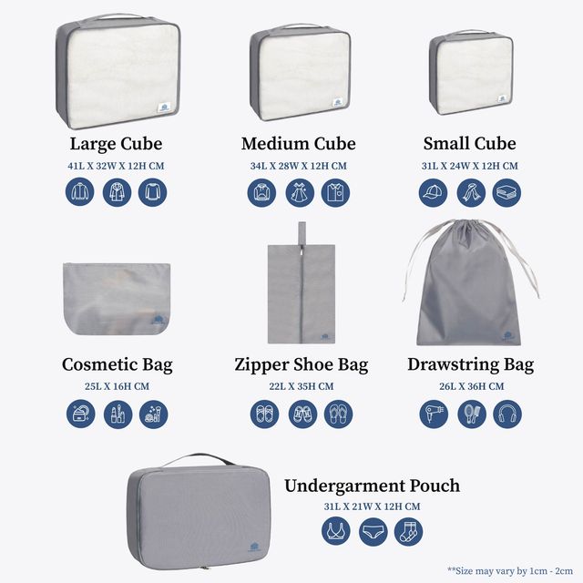 Homestrap Travel Cubes Organizer Bag | Set of 7