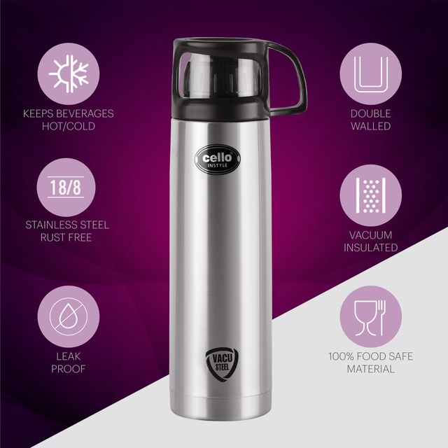 Cello Instyle Thermosteel Flask, 750ml, Black (Assorted)