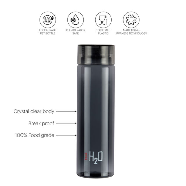 Cello H2O Unbreakable Plastic Water Bottle | Leak proof & break-proof | 1 Liter (Colour May Vary)