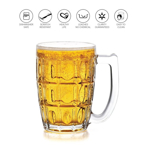 Cello Executive Beer Mug with Handle Set of 2, 375ml