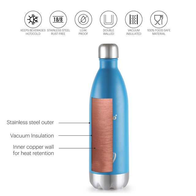 Cello Swift Thermosteel Water Bottle, 1000ml, (Colour May Vary)