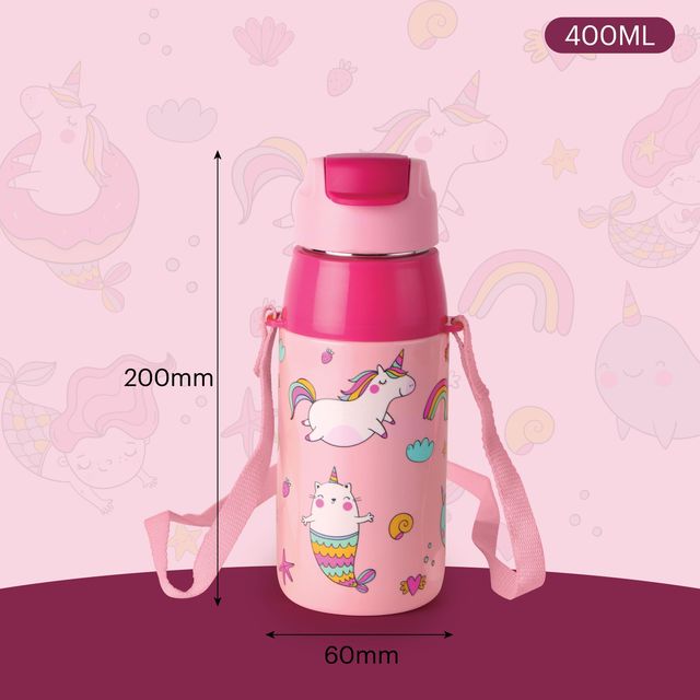 Cello Plastic Kidzbee Era Pink Parade Water Bottle PU Insulation Kids Bottle | Pink - 450 ml