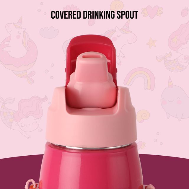 Cello Plastic Kidzbee Era Pink Parade Water Bottle PU Insulation Kids Bottle | Pink - 450 ml