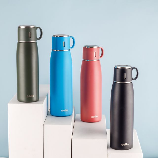 Cello Duro Cup Style Thermosteel Flask, 1000ml, Assorted