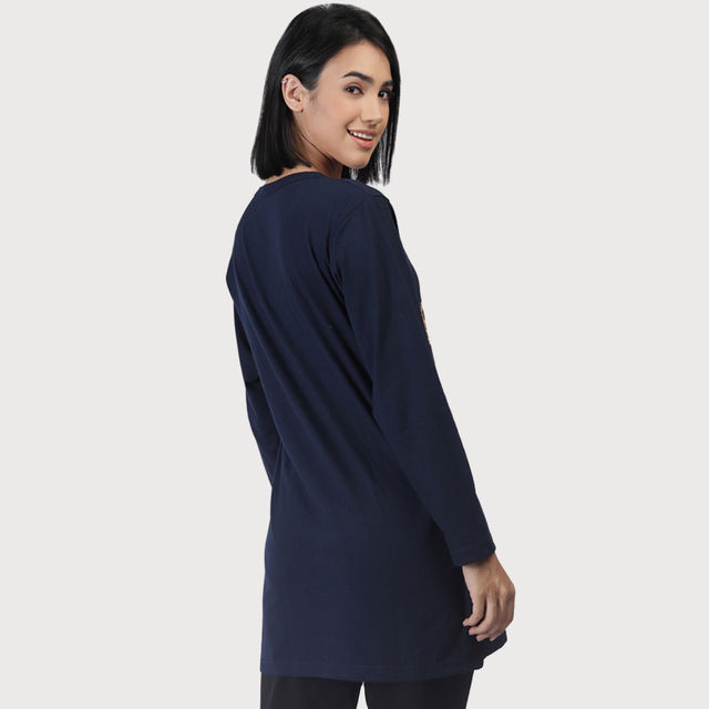 Buy Duchess Women's Regular Fit Stylish Long T-shirt | Navy Blue