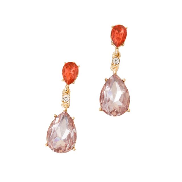 Accessorize London Women's Gold Plated Orange Teardrop Crystal Alloy Dangle Earrings
