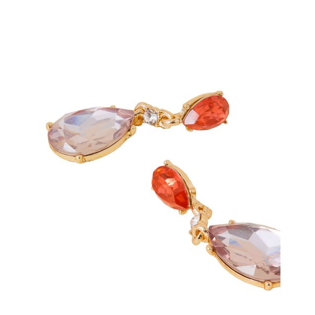 Accessorize London Women's Gold Plated Orange Teardrop Crystal Alloy Dangle Earrings