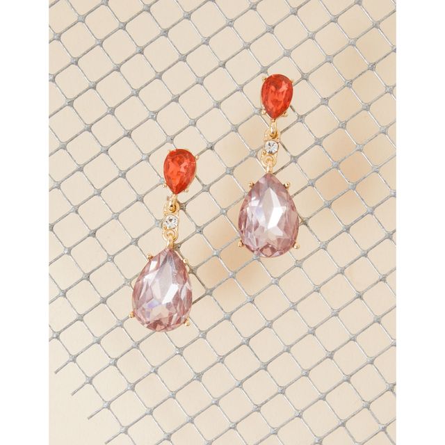 Accessorize London Women's Gold Plated Orange Teardrop Crystal Alloy Dangle Earrings